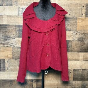 Alfani Women's Maroon Burgundy Merino Wool Ruffle Sweater XL SM 207